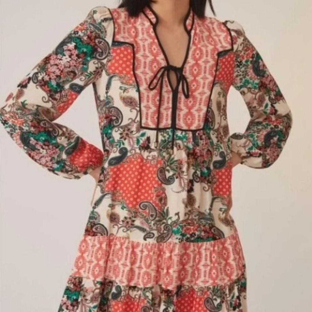 Spliced floral tunic dress